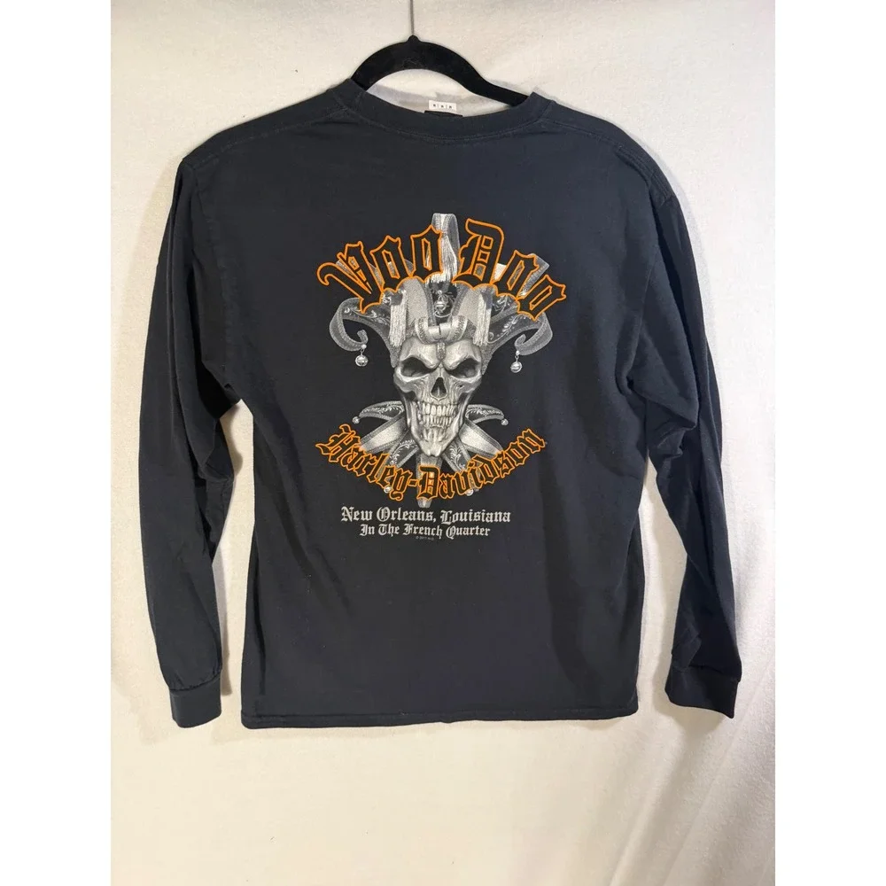 Harley-Davidson Voodoo New Orleans Jester Skull Long Sleeve Shirt Mens M